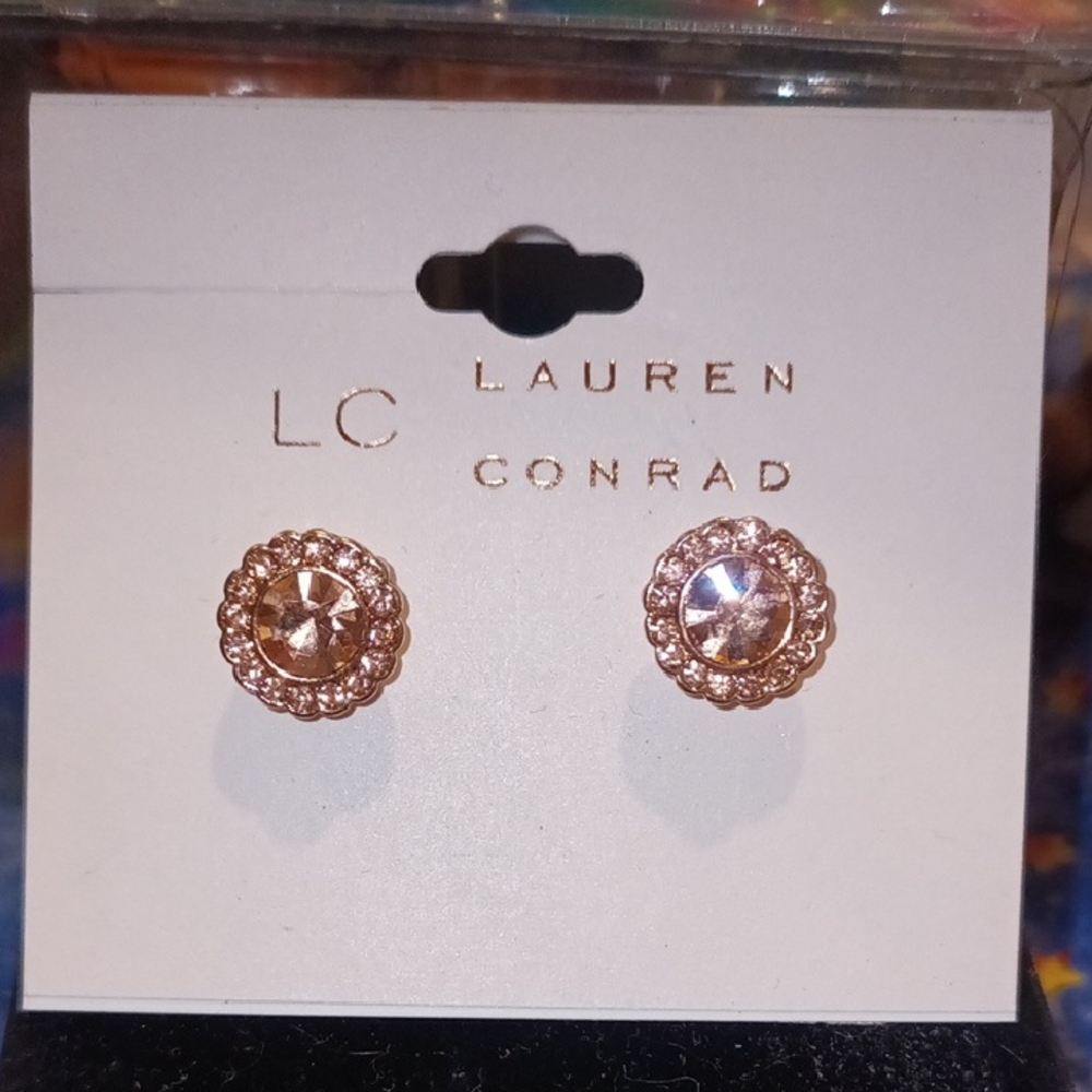 LC Lauren Conrad Gold Filigree Stud Earrings
